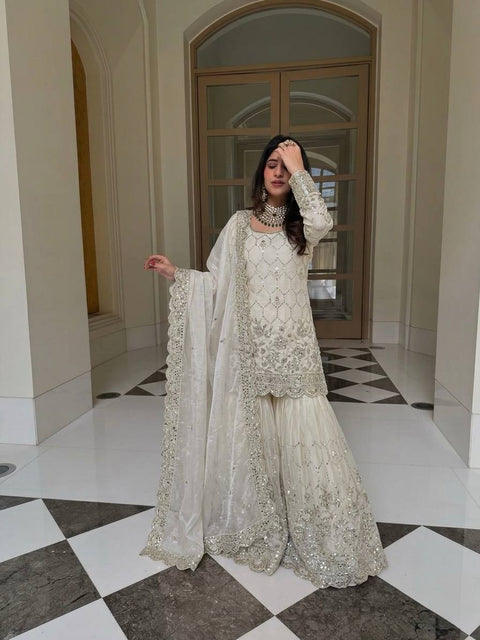 Designer GMY Silk Sharara Set with Dupatta