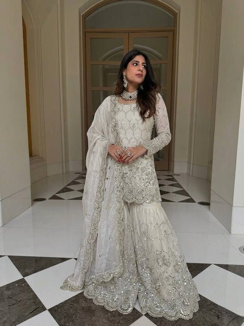 Designer GMY Silk Sharara Set with Dupatta