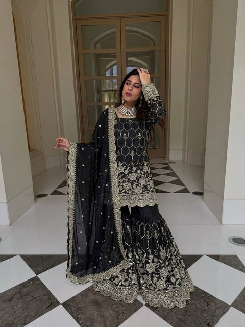 Designer GMY Silk Sharara Set with Dupatta