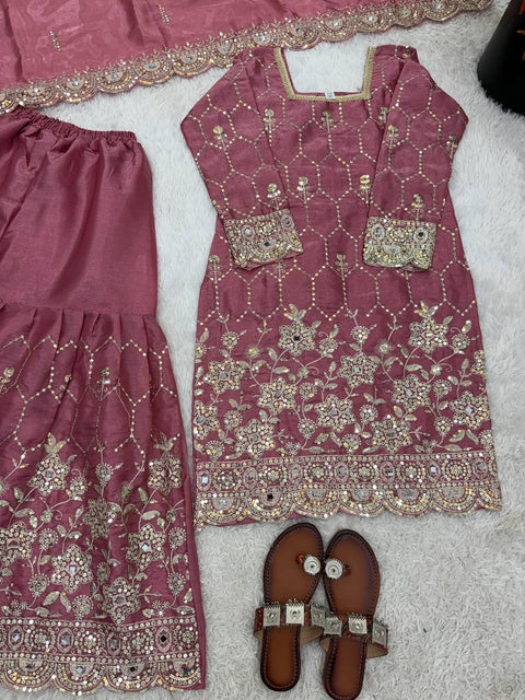 Designer GMY Silk Sharara Set with Dupatta