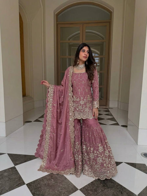 Designer GMY Silk Sharara Set with Dupatta