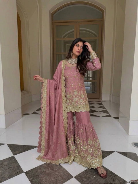 Designer GMY Silk Sharara Set with Dupatta