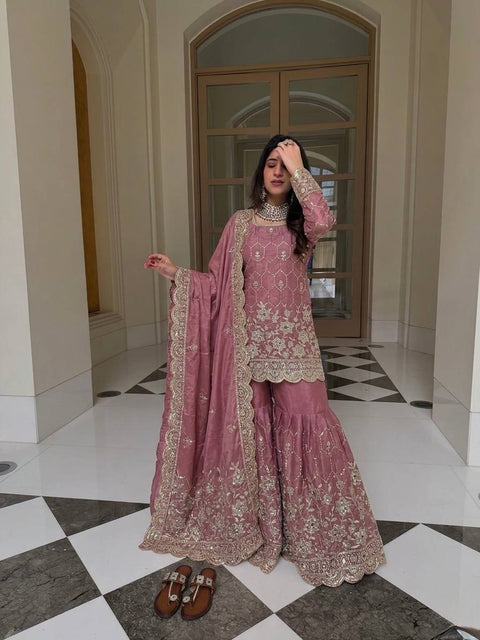Designer GMY Silk Sharara Set with Dupatta