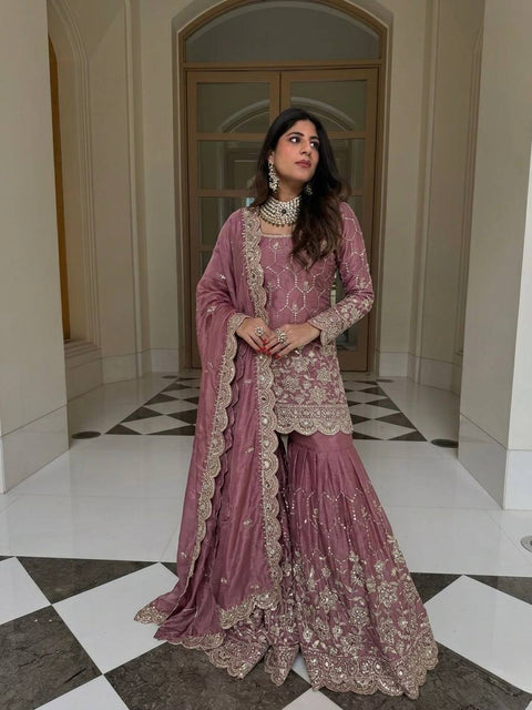 Designer GMY Silk Sharara Set with Dupatta