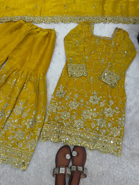 Designer GMY Silk Sharara Set with Dupatta