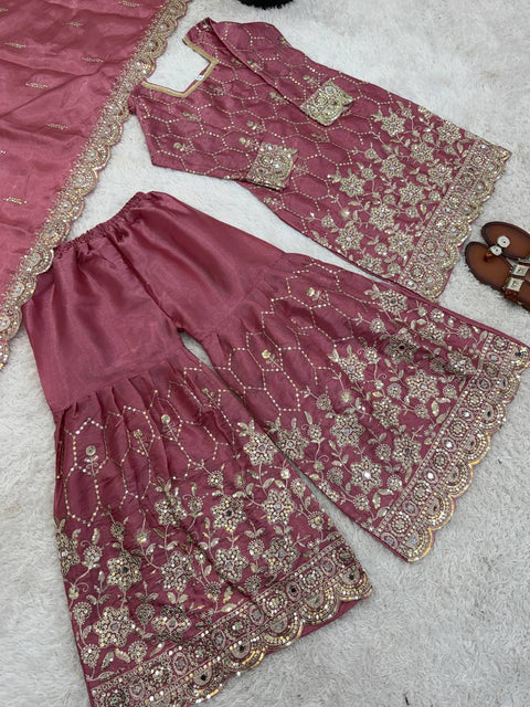 Designer GMY Silk Sharara Set with Dupatta