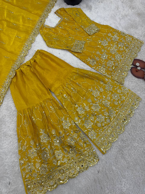 Designer GMY Silk Sharara Set with Dupatta