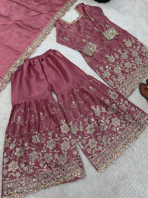 Designer GMY Silk Sharara Set with Dupatta