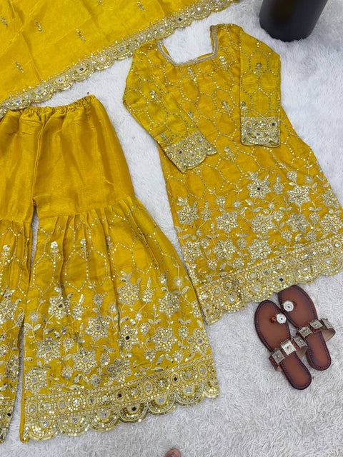 Designer GMY Silk Sharara Set with Dupatta
