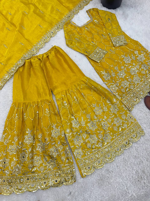 Designer GMY Silk Sharara Set with Dupatta
