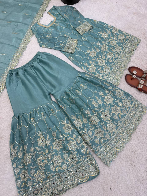 Designer GMY Silk Sharara Set with Dupatta