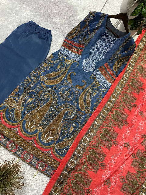 Printed Ethnic Wear Set with Dupatta