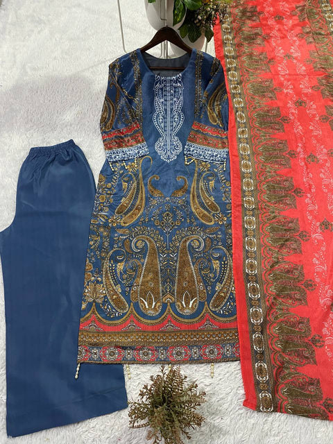 Printed Ethnic Wear Set with Dupatta