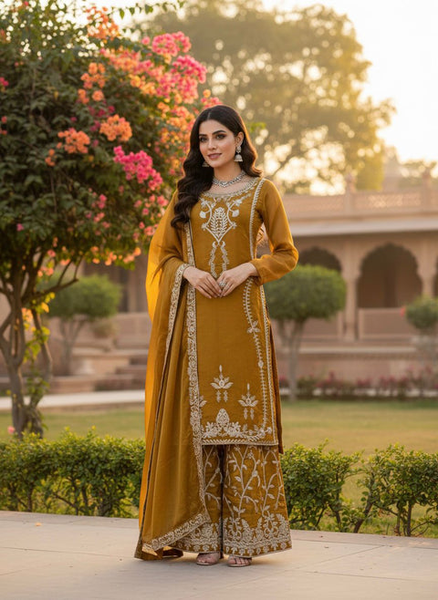 Designer Silk Palazzo Set with Dupatta