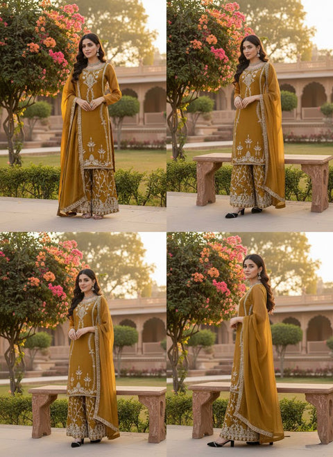 Designer Silk Palazzo Set with Dupatta