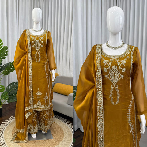 Designer Silk Palazzo Set with Dupatta
