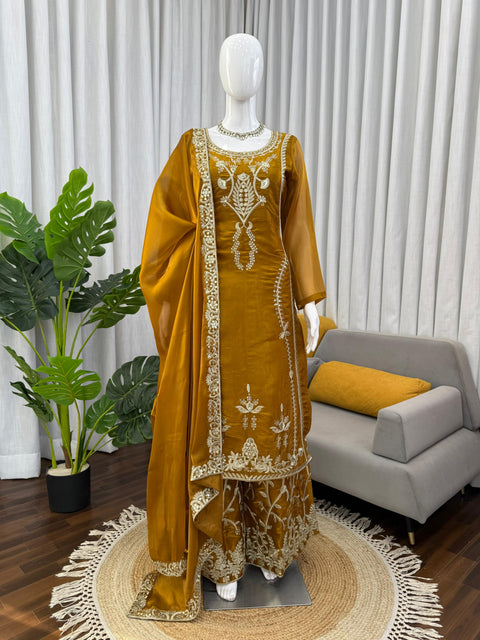 Designer Silk Palazzo Set with Dupatta