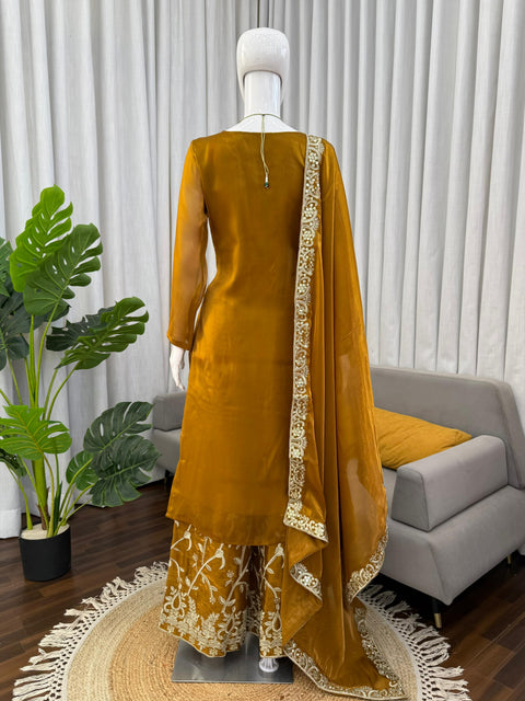 Designer Silk Palazzo Set with Dupatta