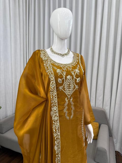 Designer Silk Palazzo Set with Dupatta