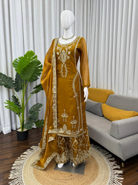 Designer Silk Palazzo Set with Dupatta