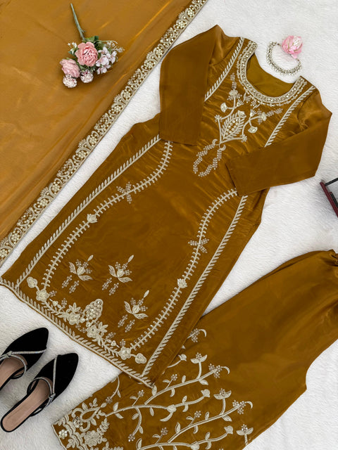 Designer Silk Palazzo Set with Dupatta