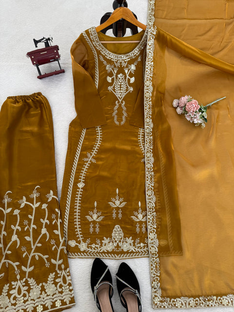 Designer Silk Palazzo Set with Dupatta