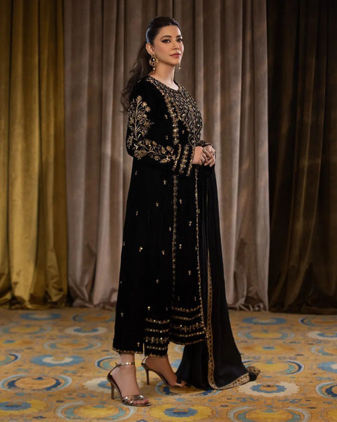 Elegant Velvet Top & Bottom Set for Women
