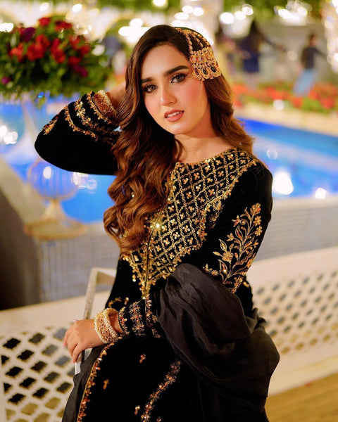 Elegant Velvet Top & Bottom Set for Women