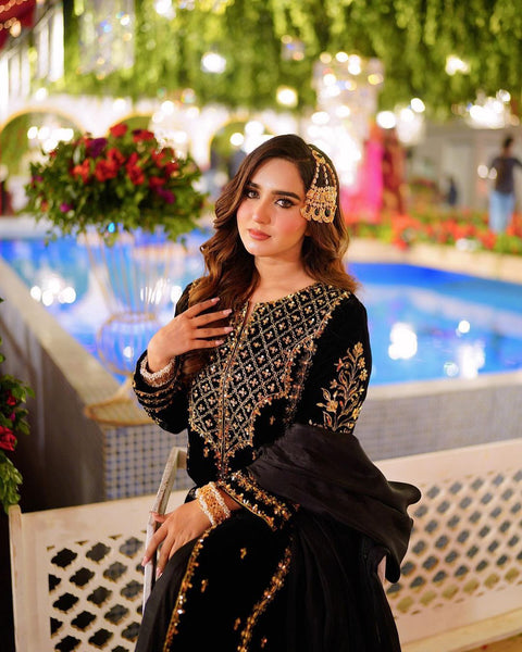 Elegant Velvet Top & Bottom Set for Women