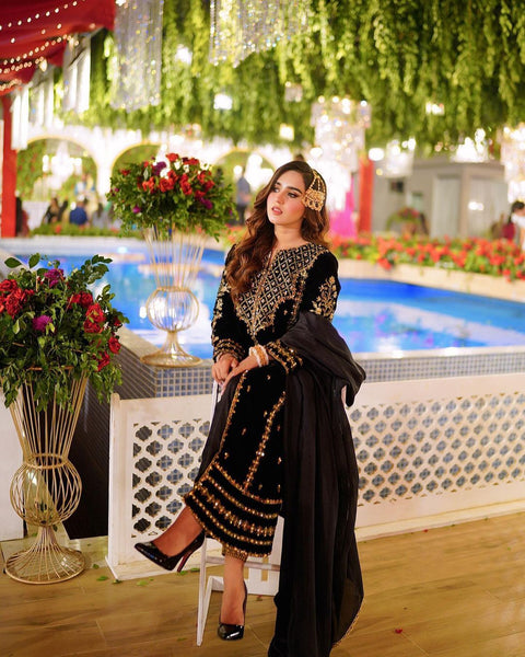 Elegant Velvet Top & Bottom Set for Women