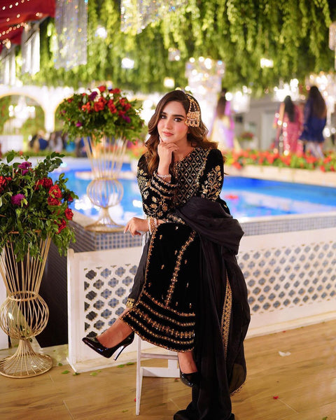 Elegant Velvet Top & Bottom Set for Women