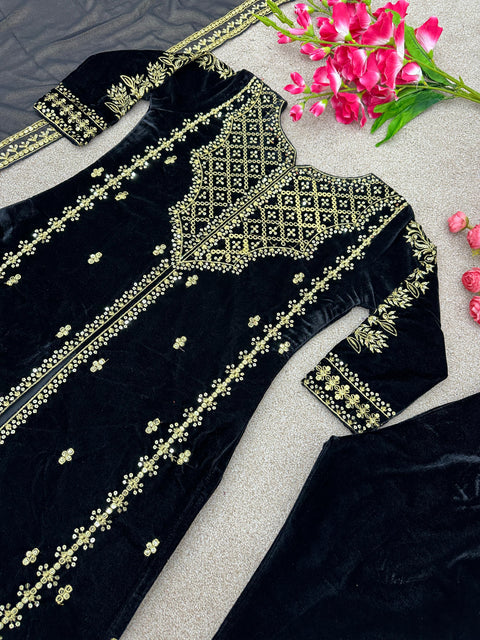 Elegant Velvet Top & Bottom Set for Women