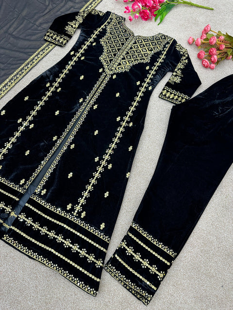 Elegant Velvet Top & Bottom Set for Women