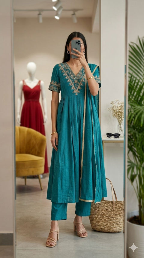 Elegant Green Festive Kurta Set
