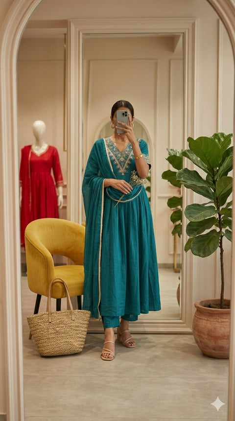 Elegant Green Festive Kurta Set