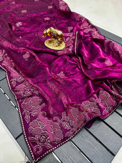 Premium Fendi Silk Saree with Floral Rose Print Collection