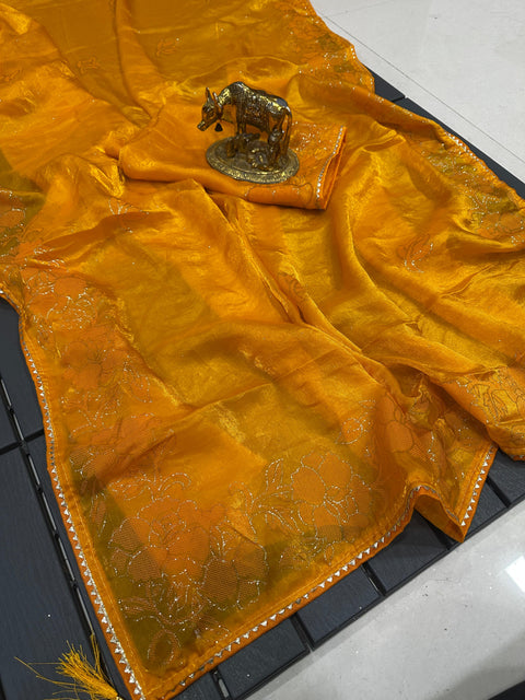 Premium Fendi Silk Saree with Floral Rose Print Collection
