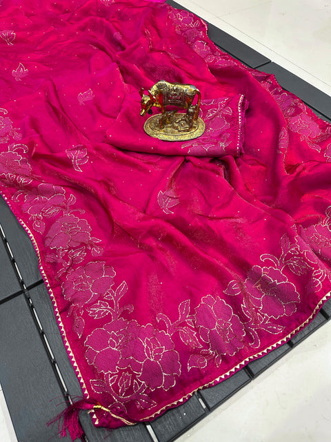 Premium Fendi Silk Saree with Floral Rose Print Collection