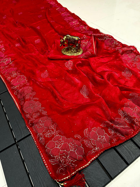 Premium Fendi Silk Saree with Floral Rose Print Collection