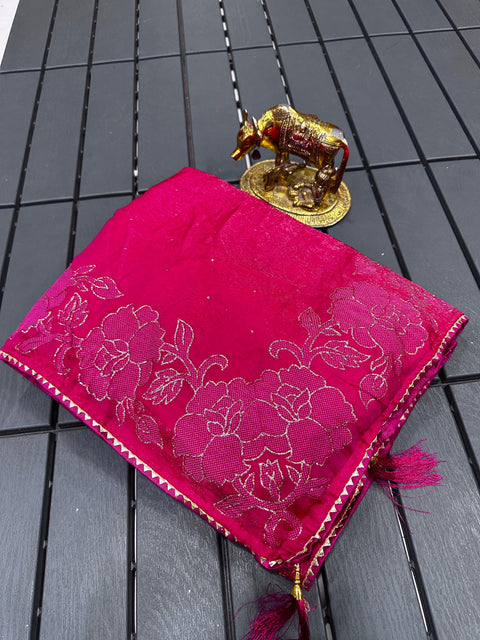 Premium Fendi Silk Saree with Floral Rose Print Collection