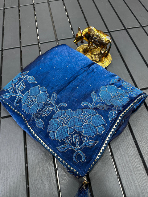 Premium Fendi Silk Saree with Floral Rose Print Collection