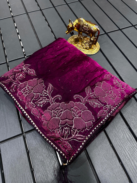Premium Fendi Silk Saree with Floral Rose Print Collection