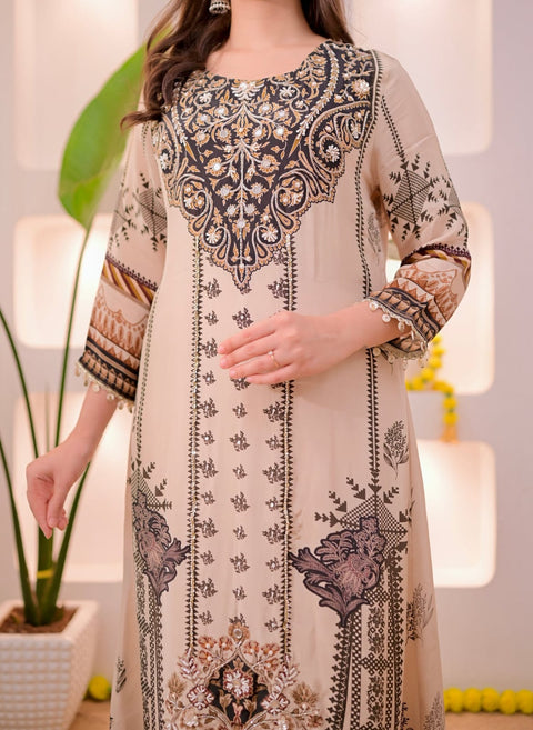 Premium Muslin Suit Set with Elegant Mirror Work