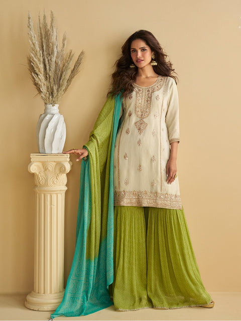Chinon Silk Embroidered Party Wear Suit Set