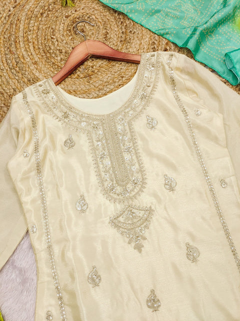 Chinon Silk Embroidered Party Wear Suit Set