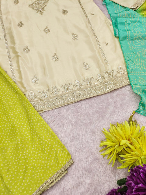 Chinon Silk Embroidered Party Wear Suit Set