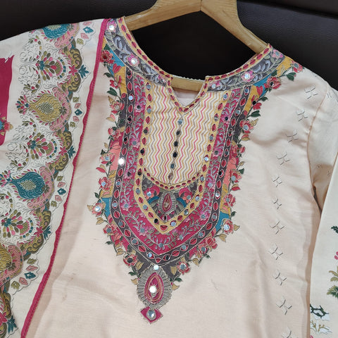 Premium Muslin Embroidered Suit Set with Dupatta