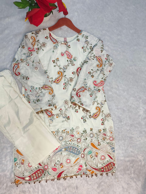 Women's Embroidered Crepe Silk Co-Ord Set
