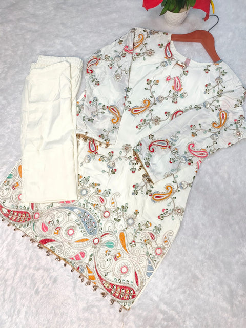 Women's Embroidered Crepe Silk Co-Ord Set