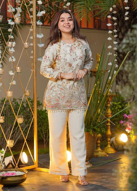 Women's Embroidered Crepe Silk Co-Ord Set